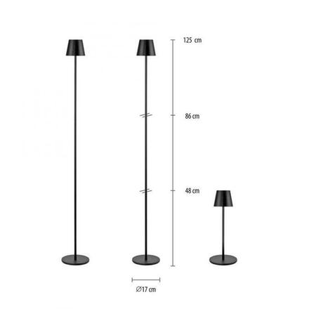 JUST LIGHT LED bateriové svítidlo černé, stojací a stolní lampa, dotykový stmívač, IP54 pro venkovní použití 3000K