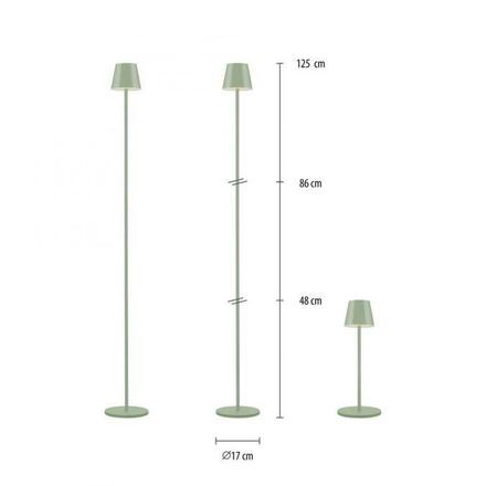 JUST LIGHT LED bateriové svítidlo zelené, stojací a stolní lampa, dotykový stmívač, IP54 pro venkovní použití 3000K