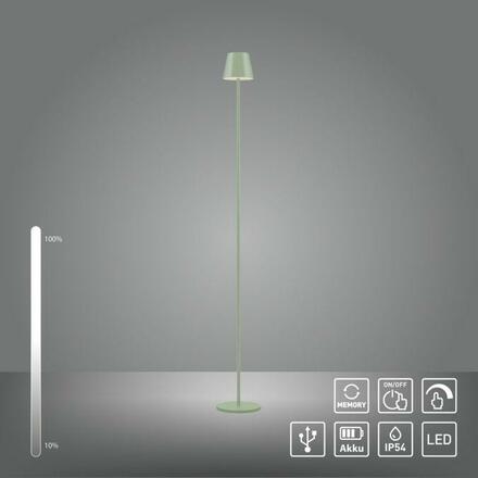 JUST LIGHT LED bateriové svítidlo zelené, stojací a stolní lampa, dotykový stmívač, IP54 pro venkovní použití 3000K