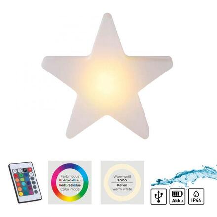 JUST LIGHT LED bateriové svítidlo AKKU-STAR, bílá, malé, venkovní, IP44, nabíjecí přes USB RGB/6000K