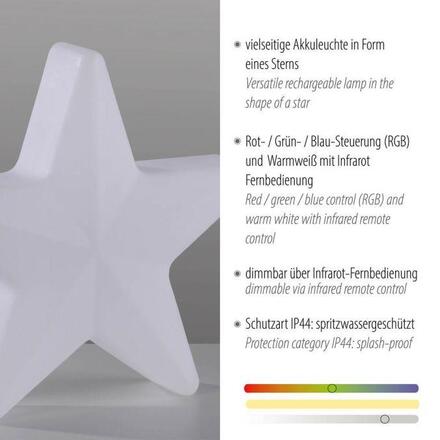 JUST LIGHT LED bateriové svítidlo AKKU-STAR, bílá, malé, venkovní, IP44, nabíjecí přes USB RGB/6000K