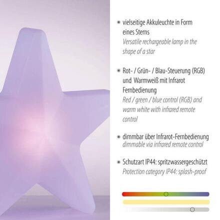 JUST LIGHT LED bateriové svítidlo AKKU-STAR, bílá, velké, venkovní IP44, nabíjecí přes USB RGB/6000K