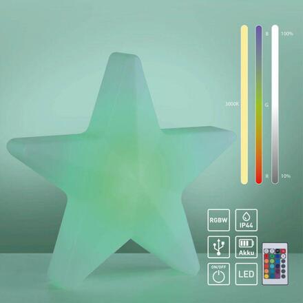 JUST LIGHT LED bateriové svítidlo AKKU-STAR, bílá, velké, venkovní IP44, nabíjecí přes USB RGB/6000K
