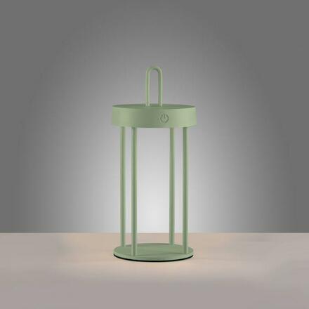 JUST LIGHT LED stolní lampa na baterie zelená 28cm dotykový stmívač IP44 zahradní svítidlo 2700K LD 19300-43