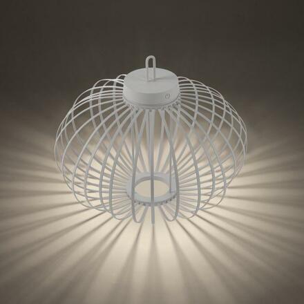 JUST LIGHT LED stolní lampa průměr 46cm bílé na baterie USB IP44 stmívatelné dotykem 2700K LD 19305-16