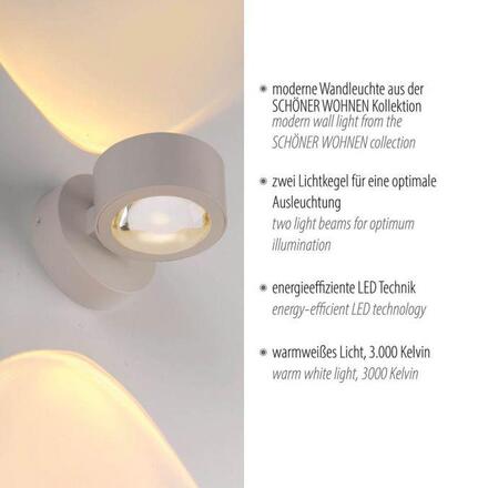 JUST LIGHT Kolekce Schöner Wohnen LED nástěnné svítidlo CHIA, písková barva, Up- & Downlight 3000K