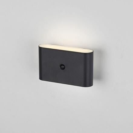 JUST LIGHT LED nástěnné svítidlo na baterie AKKU-ZIDDY, černé, pohybové čidlo, nabíjecí 3000K