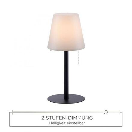 LEUCHTEN DIREKT is JUST LIGHT LED stolní lampa, černá, stmívatelné, moderní vč. tahacího vypínače, bateriové, USB napájení 3000K