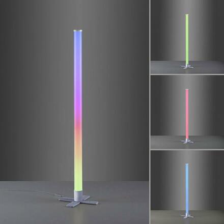VÝPRODEJ VZORKU LEUCHTEN DIREKT is JUST LIGHT LED stojací svítidlo, stříbrná barva, ideální párty osvětlení, RGB, stmívatelné, dálkový ovladač RGB