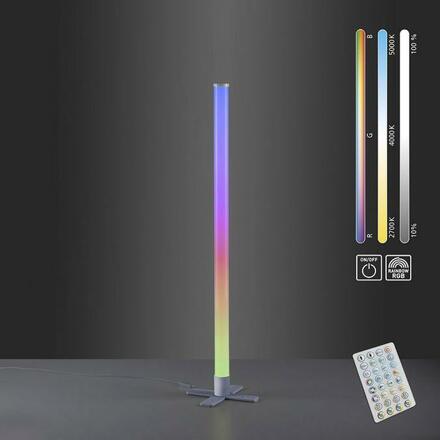 VÝPRODEJ VZORKU LEUCHTEN DIREKT is JUST LIGHT LED stojací svítidlo, stříbrná barva, ideální párty osvětlení, RGB, stmívatelné, dálkový ovladač RGB