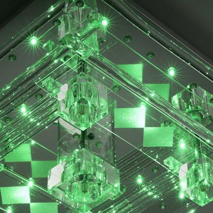 LEUCHTEN DIREKT is JUST LIGHT LED stropní svítidlo KEMAL 2.0, křišťálové sklo, chrom, teplá bílá, dálkový ovladač RGB+3000K