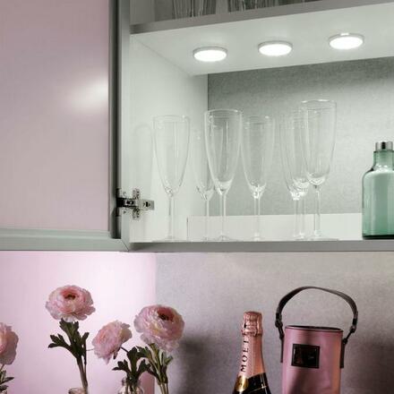 LEUCHTEN DIREKT is JUST LIGHT LED skříňková svítidla 3ks sada, vč. kabeláže, stříbrná 3000K