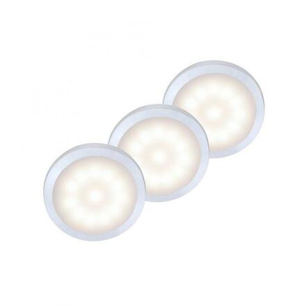 LEUCHTEN DIREKT is JUST LIGHT LED skříňková svítidla 3ks sada, vč. kabeláže, stříbrná 3000K