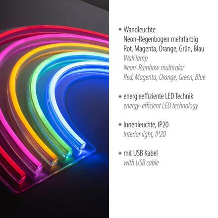 LEUCHTEN DIREKT is JUST LIGHT LED nástěnné svítidlo motiv duhy vícebarevné USB šňůrový vypínač dekorativní LD 85024-70