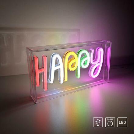 LEUCHTEN DIREKT is JUST LIGHT LED nástěnné svítidlo nápis HAPPY vícebarevné USB vypínač dekorativní LD 85027-70
