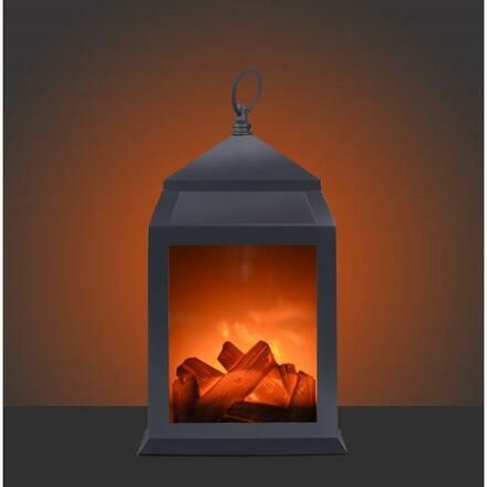 VÝPRODEJ VZORKU LEUCHTEN DIREKT is JUST LIGHT LED kamna v černé s imitací plamene a praktickým držákem na baterie 2700K