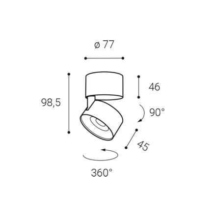 LED2 11508211D KLIP ON, WW DALI/PUSH DIM 11W 2700K stropní bílá