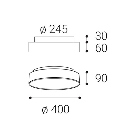 LED2 1275551D Stropní svítidlo RINGO II 40 P/N, W DALI/PUSH DIM 32+8W 3000K/4000K bílá