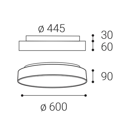 LED2 1275653D Stropní svítidlo RINGO II 60 P/N, B DALI/PUSH DIM 55+10W 3000K/4000K černá