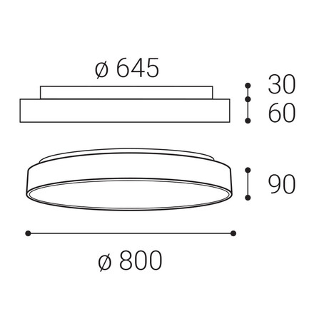 LED2 1275773DTW Stropní svítidlo RINGO II 80 P/N, B DALI TW/PUSH TW 80+12W 2700K - 4000K černá