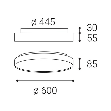 LED2 1275951CSTW Stropní svítidlo TORO 60 P/N, W CASAMBI TW 55+10W 3000K-4000K bílá