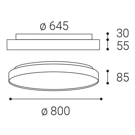 LED2 1276058DT Stropní svítidlo TORO 80 P/N, CF TRIAC DIM 80+12W 3000K/4000K hnědá