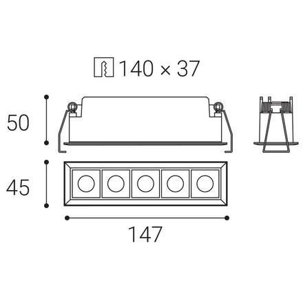 LED2 2491353D Zápustné svítidlo LINEAR II 5, B DALI/PUSH 10W 3000K/3500K/4000K UGR černá