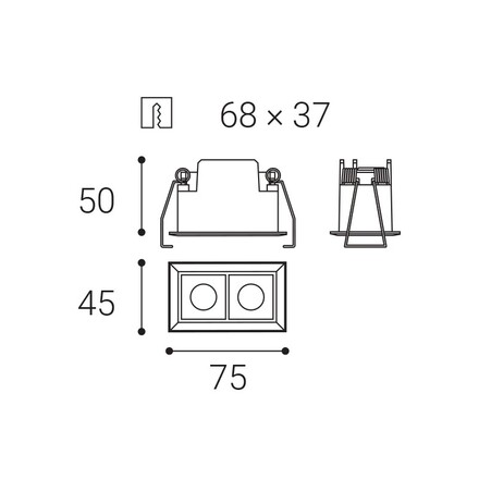 LED2 2562673D Zápustné svítidlo LINEAR II 2, B DALI/PUSH 4W 2700K/3000K/4000K UGR černá