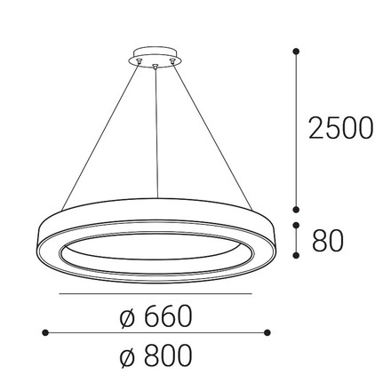 LED2 3273951D Závěsné svítidlo SATURN SLIM 80 P-Z, W DALI/PUSH DIM 60W 2CCT 3000K/4000K bílá