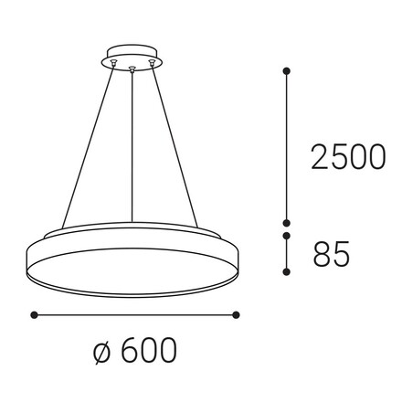 LED2 3275953D Závěsné svítidlo TORO 60 P/N-Z, B DALI/PUSH DIM 55+10W 3000K/4000K černá