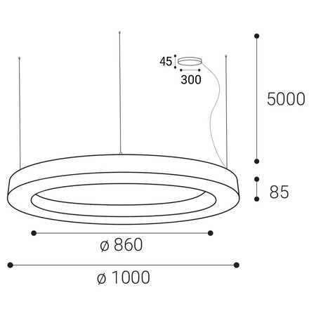 LED2 3276571D Závěsné svítidlo SATURN SLIM II 100 P/N-Z, W DALI/PUSH 120W (80+40) 2700K/3000K/4000K bílá