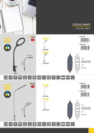 Ecolite LED stmívatelná stolní lampa 10W 500lm CCT černá LU13C-CR