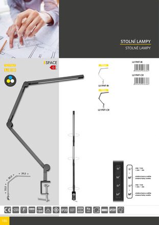 Ecolite LED stmívatelná stolní lampa 8W+11W 700lm CCT bílá LU19WT-BI