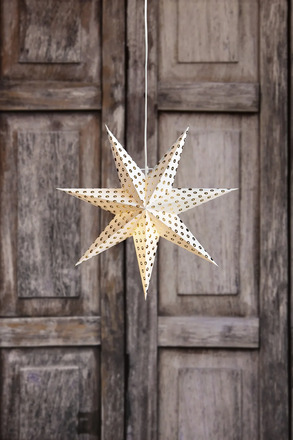 Markslöjd Irma bílá závěsná hvězda se zlatou 75 cm