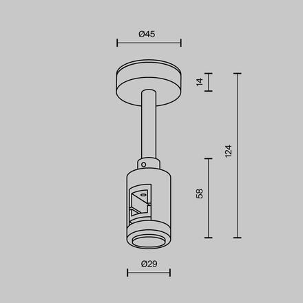 MAYTONI Upevnění ke stropu krátké 78 mm pro magnetickou lištu 24 V Flarity TRA156C-B1-B