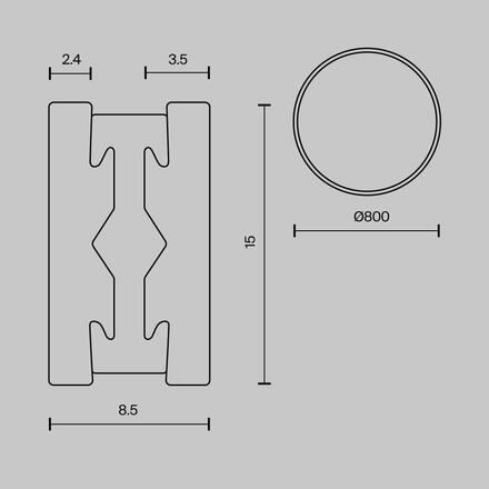 MAYTONI Kruhová kolejnice pro magnetickou lištu 24 V 800 mm Flarity TRX154-R-D800-B