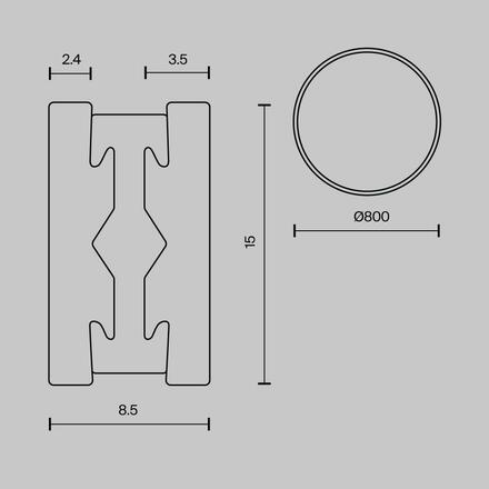 MAYTONI Kruhová kolejnice pro magnetickou lištu 24 V 800 mm Flarity TRX154-R-D800-BS