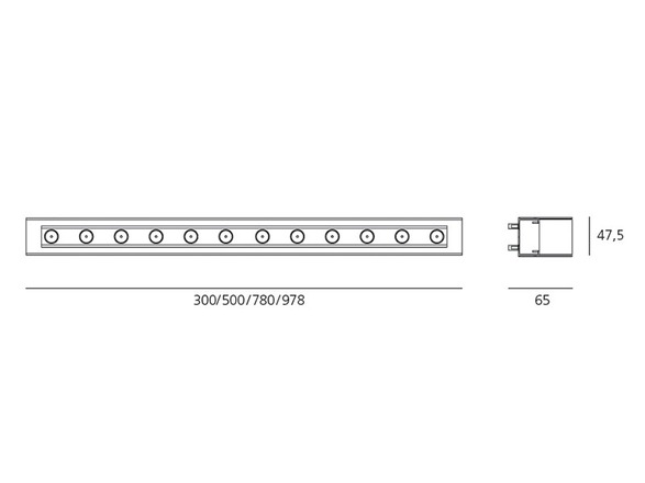 Artemide LED wallwasher LineaLed 34 W 24 V DC 3000K zapuštěný