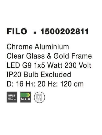 Nova Luce Nápadité závěsné svítidlo Filo ve vintage stylu - pr. 160 x 200 x 1200 mm, chrom, sklo NV 1500202811