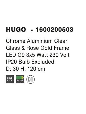 NOVA LUCE závěsné svítidlo HUGO chromovaný hliník čiré sklo a růžový zlatý rám G9 3x5W IP20 bez žárovky 1600200503