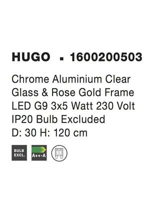 NOVA LUCE závěsné svítidlo HUGO chromovaný hliník čiré sklo a růžový zlatý rám G9 3x5W IP20 bez žárovky 1600200503