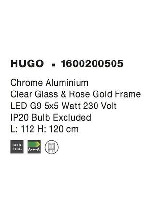 NOVA LUCE závěsné svítidlo HUGO chromovaný hliník čiré sklo a růžový zlatý rám G9 5x5W bez žárovky 1600200505