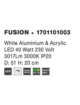 NOVA LUCE stropní svítidlo FUSION bílý hliník a akryl LED 40W 230V 3000K IP20 1701101003