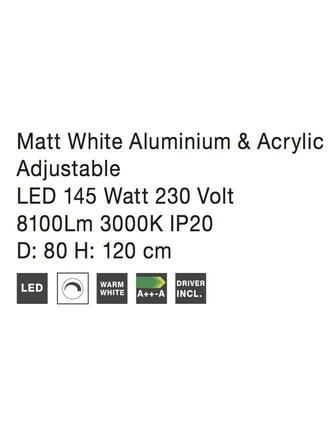NOVA LUCE závěsné svítidlo DEA matný bílý hliník a akryl nastavitelné LED 145 W 3000K IP20 stmívatelné 17222001 D