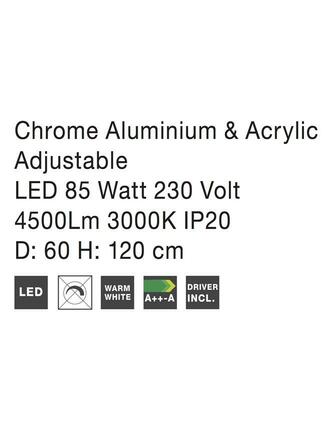 NOVA LUCE závěsné svítidlo ARIA chromovaný hliník a akryl nastavitelné LED 85W 3000K IP20 17222003