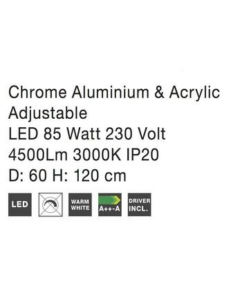 NOVA LUCE závěsné svítidlo ARIA chromovaný hliník a akryl nastavitelné LED 85W 3000K IP20 stmívatelné 17222003 D