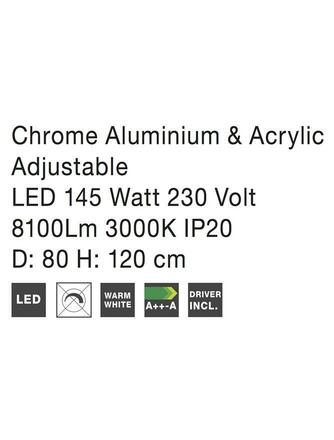 NOVA LUCE závěsné svítidlo ARIA chromovaný hliník a akryl nastavitelné LED 145W 230V 3000K IP20 17222004