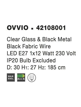 Nova Luce Průzračné závěsné svítidlo Ovvio ve tvaru koule - 1 x 60 W, pr. 300 x 270 mm NV 42108001