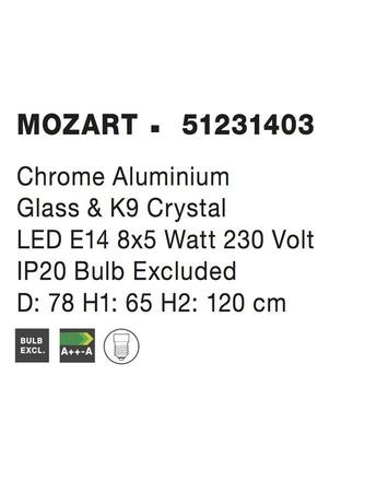 NOVA LUCE závěsné svítidlo MOZART chromovaný hliník sklo a K9 křišťál E14 8x5W IP20 bez žárovky 51231403