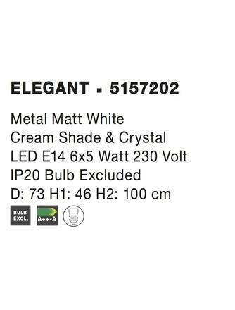 NOVA LUCE závěsné svítidlo ELEGANT závěsné svítidlo kov matná bílá krémové stínidlo a křišťály E14 6x5W 5157202